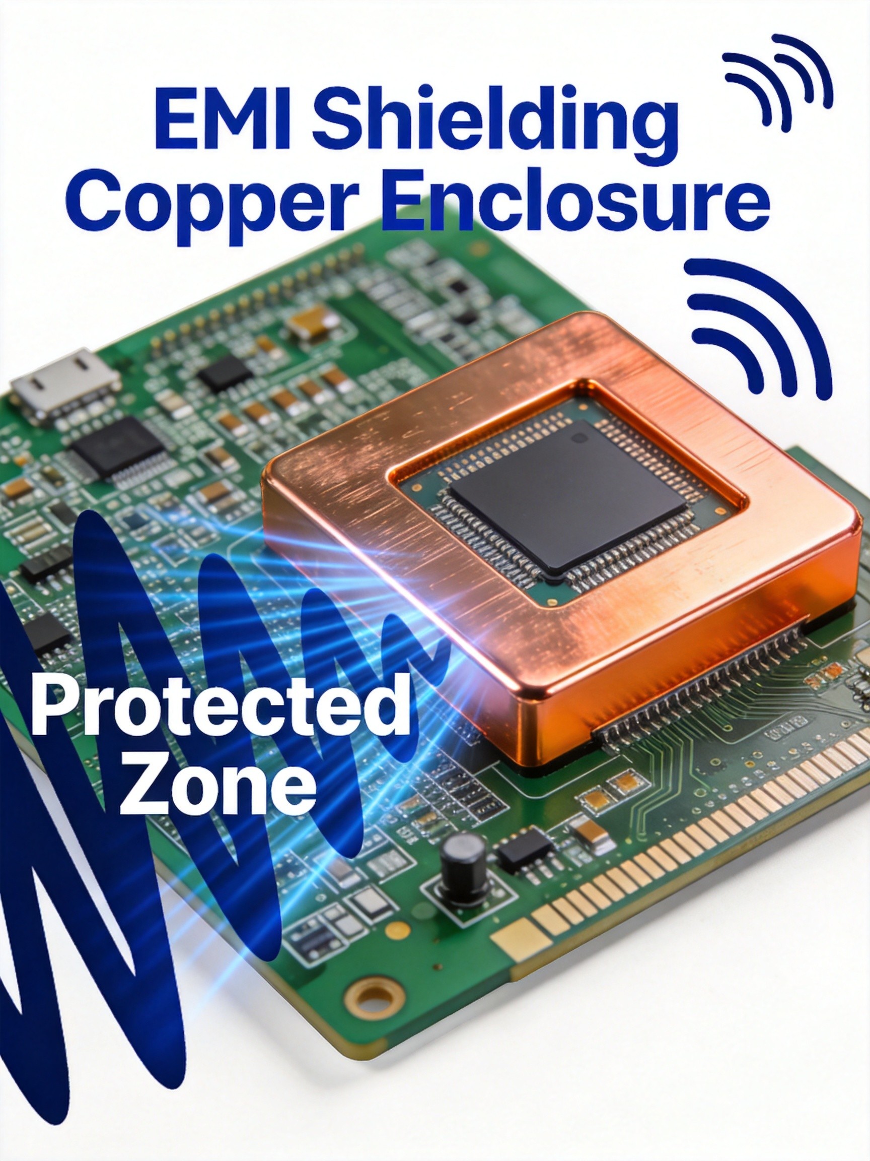 EMI shielding with SMT copper components in electronic devices