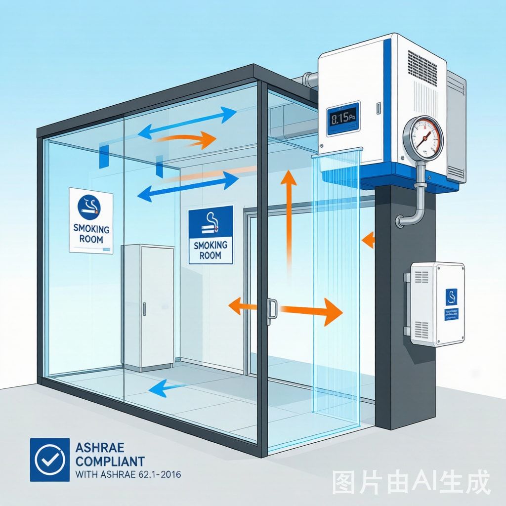 Smoking Room Negative Pressure Containment and HEPA Filtration Design for Indoor Air Quality Compliance