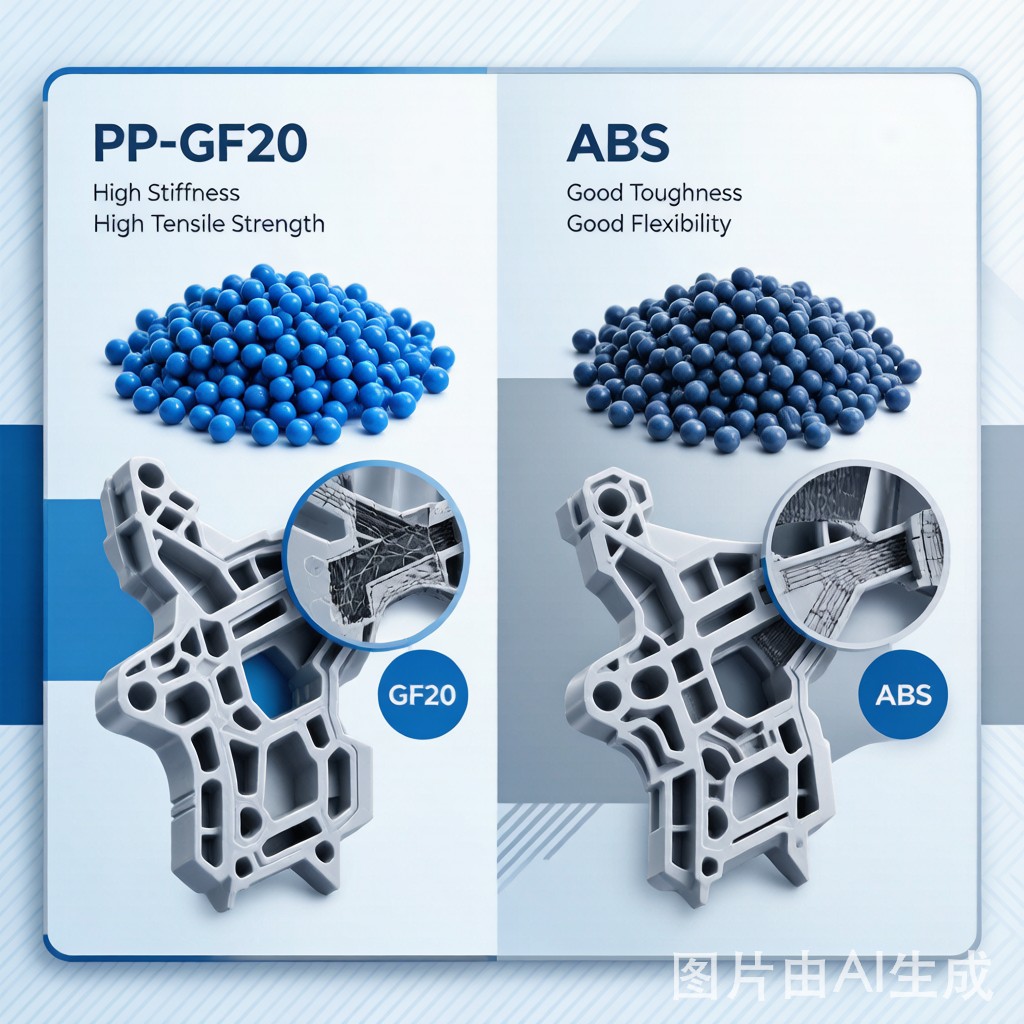PP GF20 vs ABS Modified Plastic Pellets for Electronics Internal Brackets — Impact Strength Cost and Mold Flow Comparison