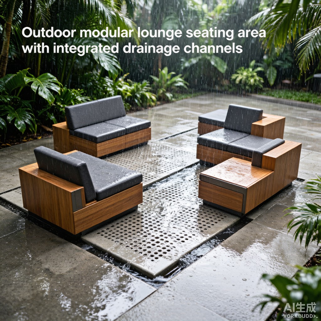 Outdoor Lounge Rainwater Drainage and Flood Resilient Foundation Design for Tropical Monsoon Deployment