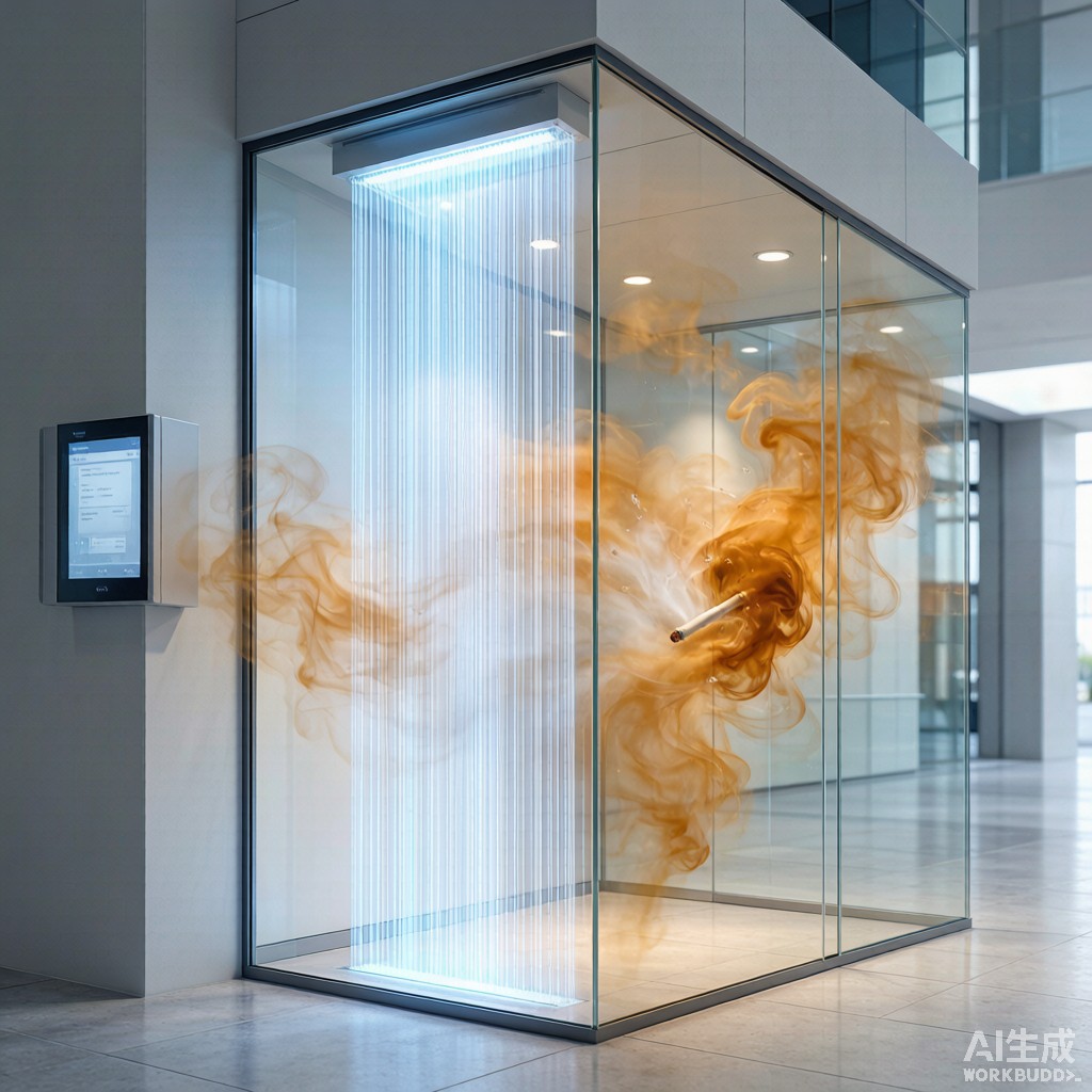 Smoking Booth Air Curtain Velocity Profile and Containment Efficiency for High-Traffic Entry Points