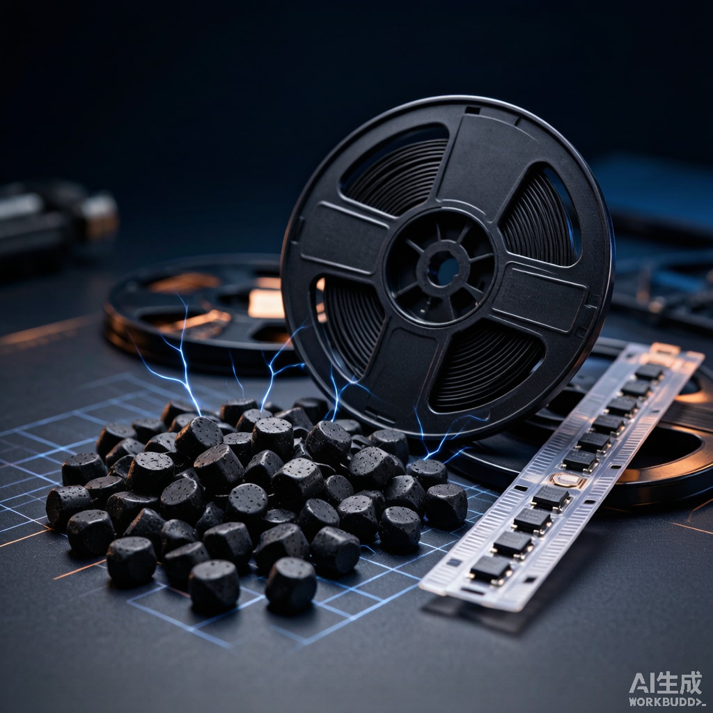 Antistatic Black PP Pellets with Carbon Black Filler for ESD-Safe SMT Reel and Carrier Tape Packaging