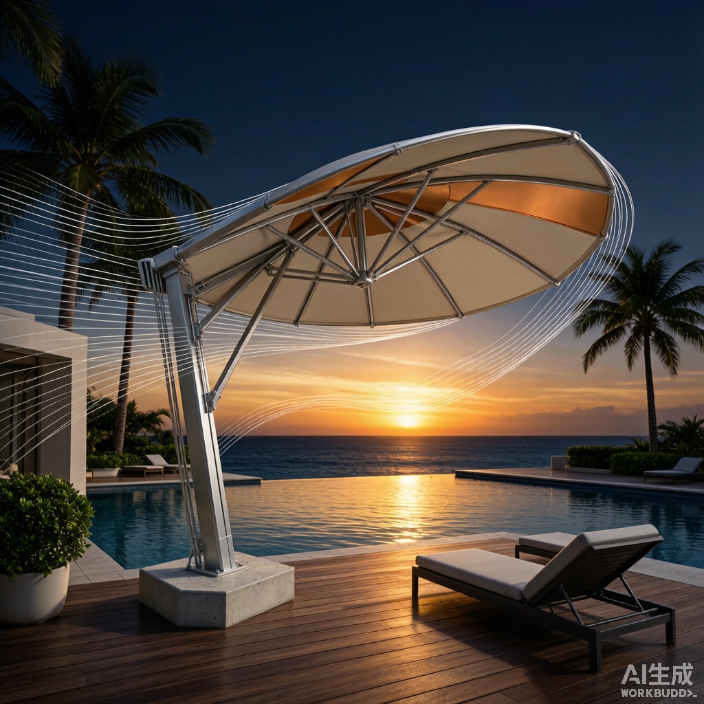 Cantilever Umbrella Wind-Rated Structural Design for Tropical Resort Poolside Lounges