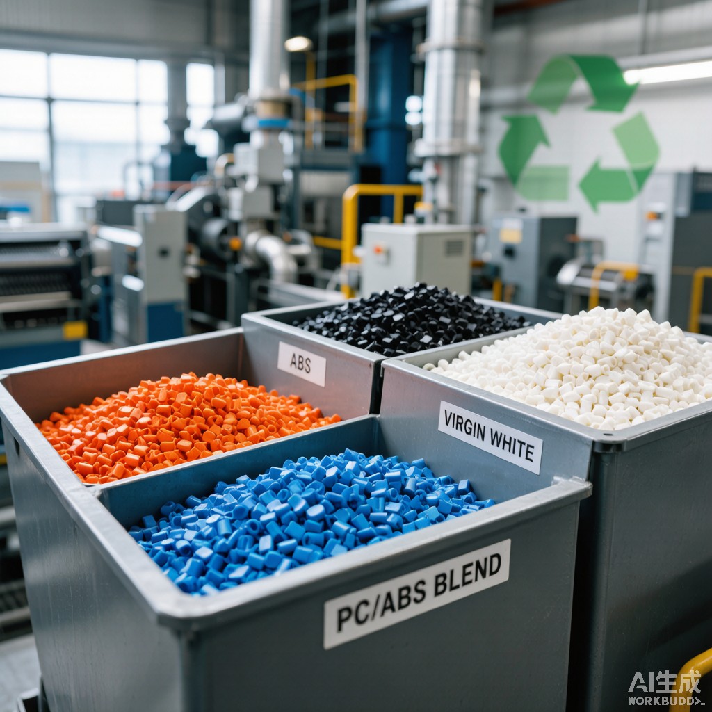 PC/ABS Modified Plastic Reprocessing Stream Identification and Property Retention Cycles for SMT Enclosure