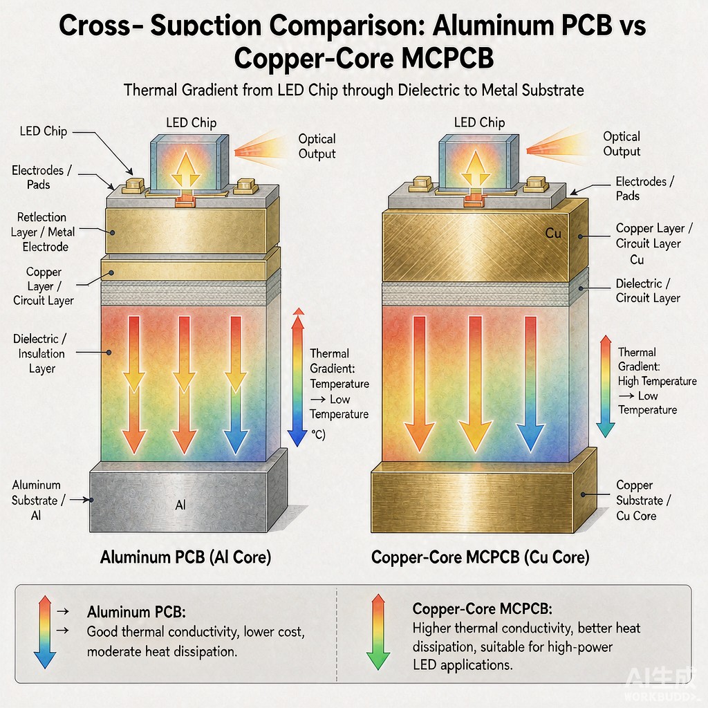 Aluminum PCB vs Copper-Core MCPCB: Choosing the Right Substrate for LED Heat Dissipation
